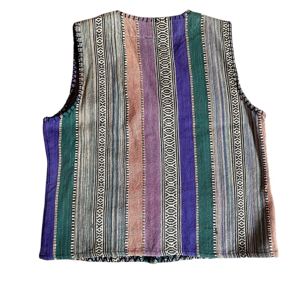 Vintage Striped Southwestern Vest With Whipstitch Detail Small - Picture 2 of 6